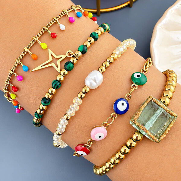 PVD Gold-Plated Stainless Steel Bracelet - Bubble Pop