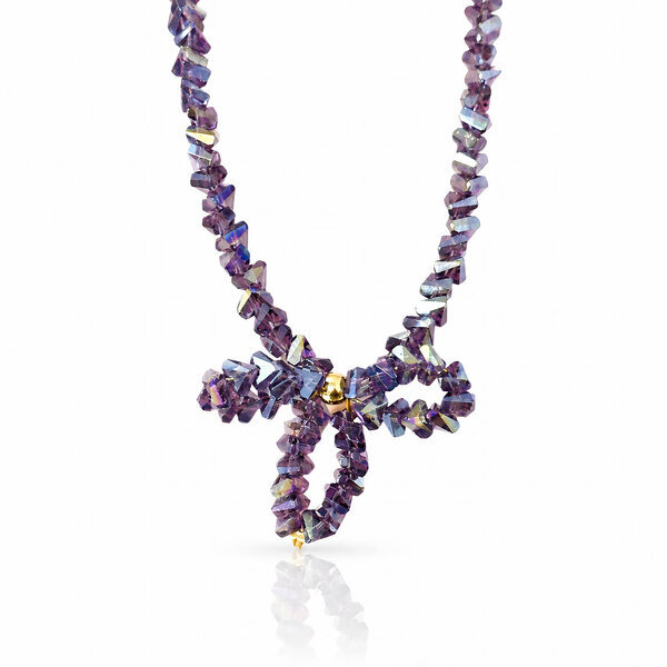 "Bow" Necklace, 18K Gold Plated Steel