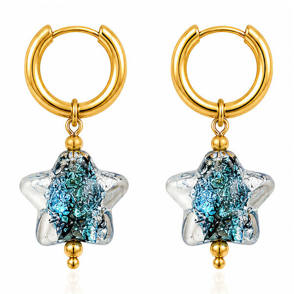 "Stars" Earrings, 18K Gold Plated Steel