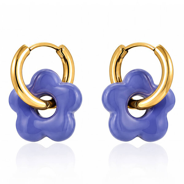 "Flowers" Earrings, 18K Gold Plated Steel