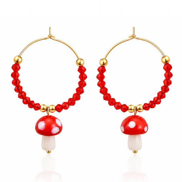 "Mushrooms" Earrings, 18K Gold Plated Steel