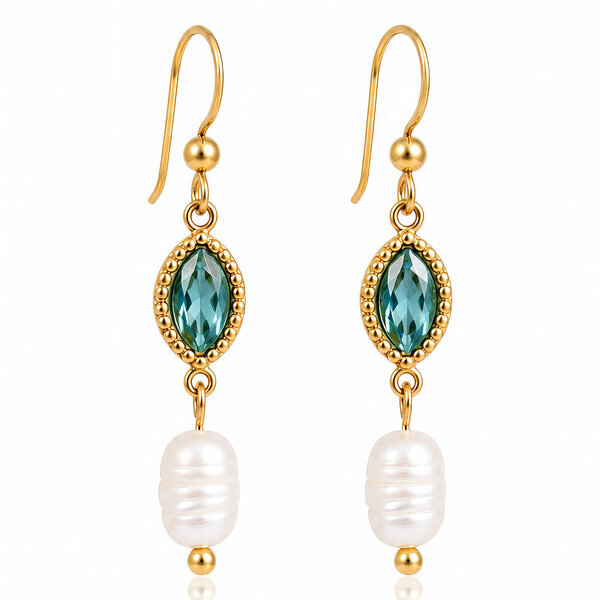 Earrings, 18K Gold Plated Steel