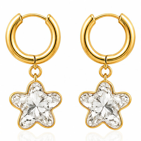 "Stars" Earrings, 18K Gold Plated Steel