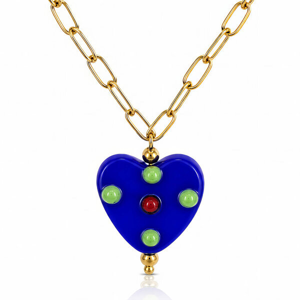 "Heart" Necklace, 18K Gold Plated Steel