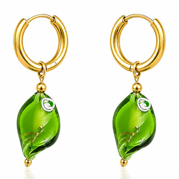 Earrings, 18K Gold Plated Steel