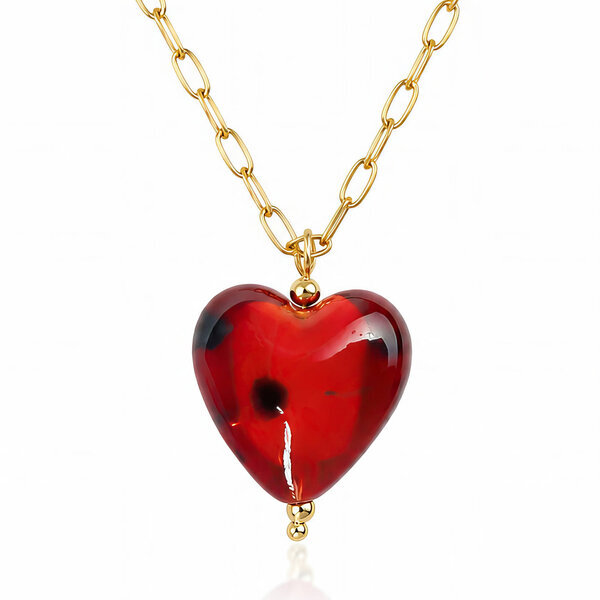 "Heart" Necklace, 18K Gold Plated Steel