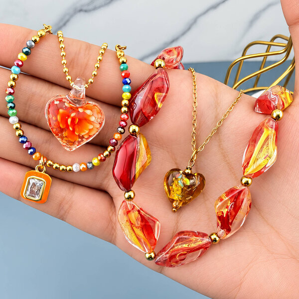 "Heart" PVD Gold-Plated Steel Necklace - Bubble Pop