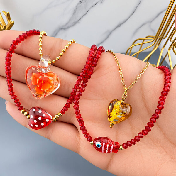 "Heart" PVD Gold-Plated Steel Necklace - Bubble Pop