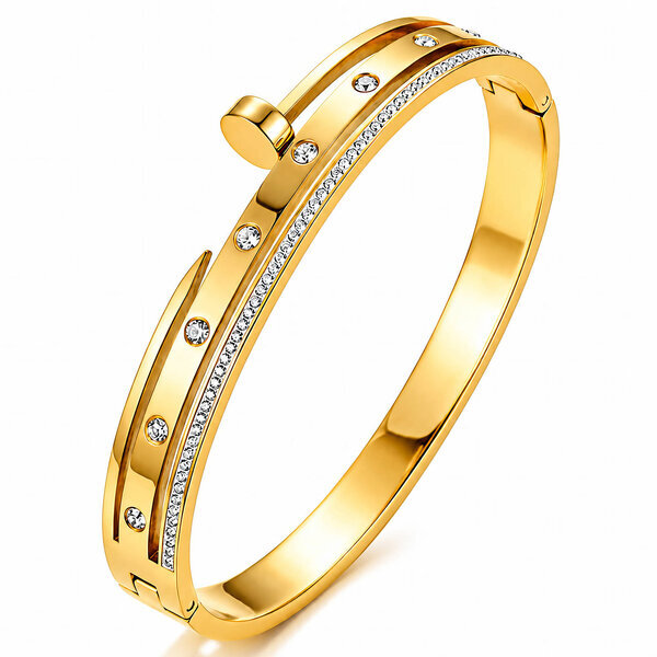 "Nail" PVD Gold-Plated Stainless Steel Bracelet - Intensity