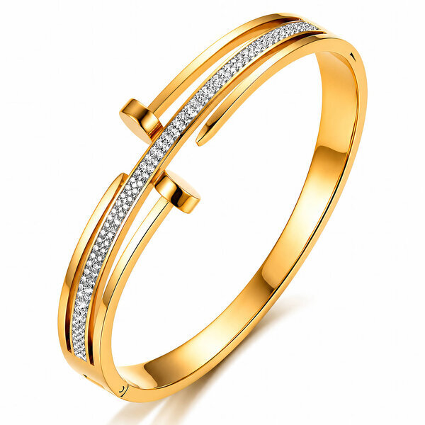 "Nail" PVD Gold-Plated Stainless Steel Bracelet - Intensity