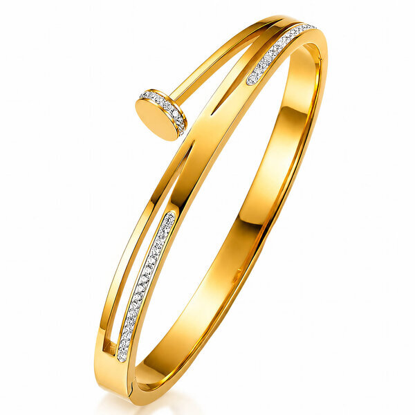 "Nail" PVD Gold-Plated Stainless Steel Bracelet - Intensity