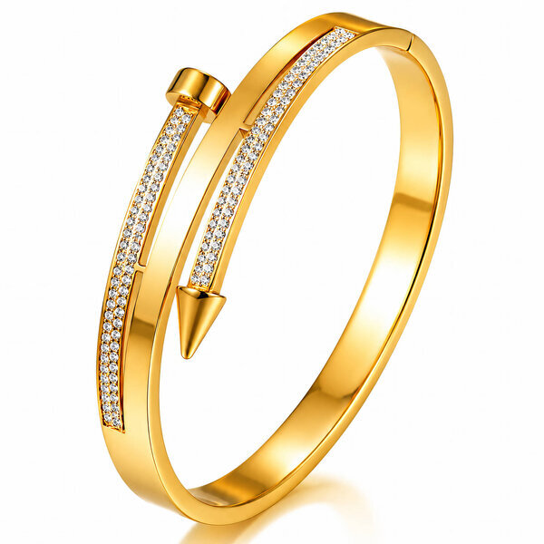 "Nail" PVD Gold-Plated Stainless Steel Bracelet - Intensity