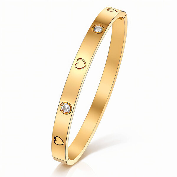 "Hearts" PVD Gold-Plated Stainless Steel Bracelet - Intensity