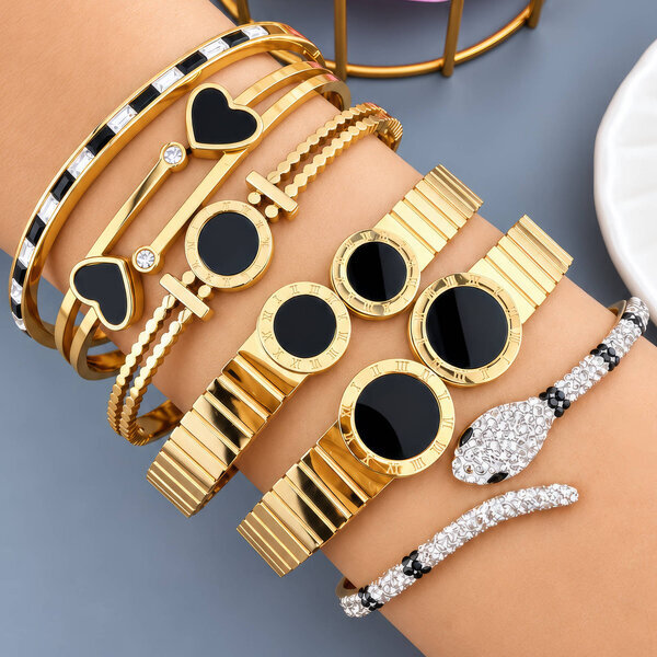 "Hearts" PVD Gold-Plated Steel Bracelet - Intensity