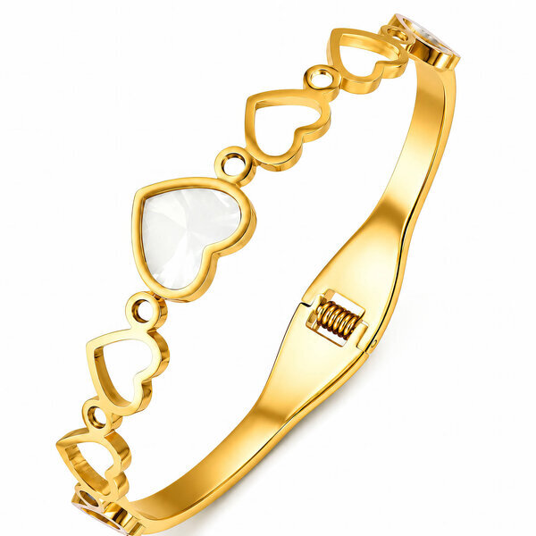 "Hearts" PVD Gold-Plated Stainless Steel Bracelet - Intensity