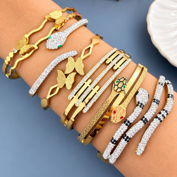 "Snake" PVD Gold-Plated Stainless Steel Bracelet - Intensity