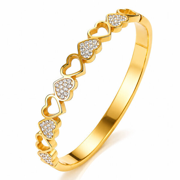 "Hearts" PVD Gold-Plated Stainless Steel Bracelet - Intensity