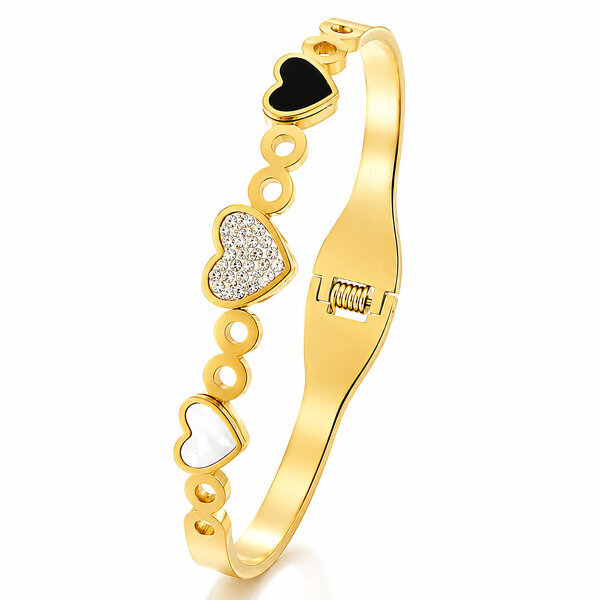 "Hearts" PVD Gold-Plated Stainless Steel Bracelet - Intensity