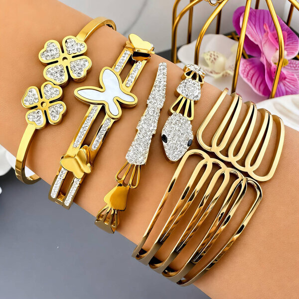 "Butterflies" PVD Gold-Plated Steel Bracelet - Intensity