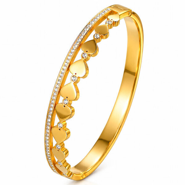 "Hearts" PVD Gold-Plated Stainless Steel Bracelet - Intensity