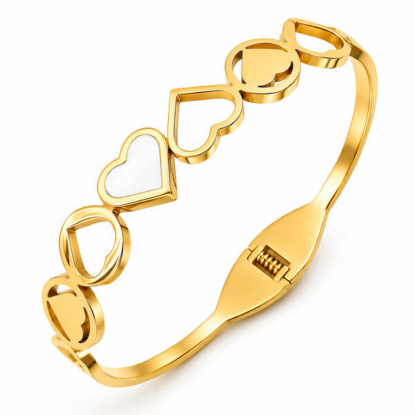 "Hearts" PVD Gold-Plated Stainless Steel Bracelet - Intensity
