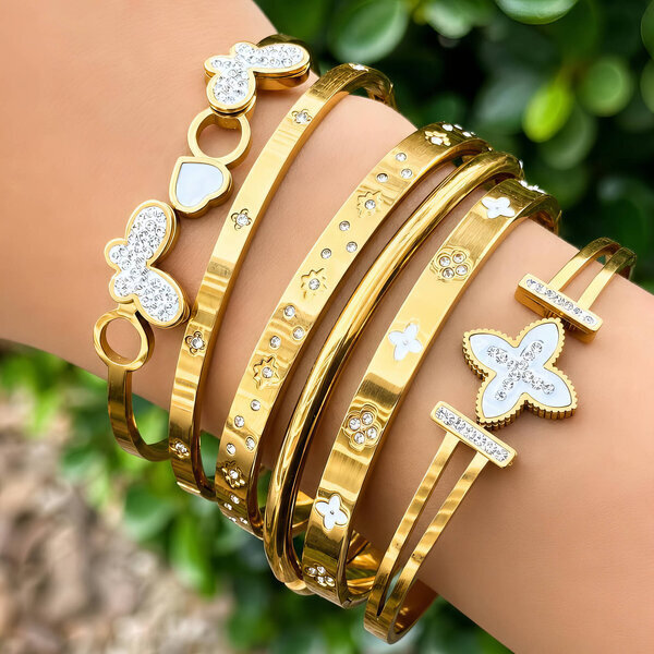 "Butterflies" PVD Gold-Plated Steel Bracelet - Intensity