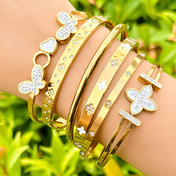 "Butterflies" PVD Gold-Plated Steel Bracelet - Intensity