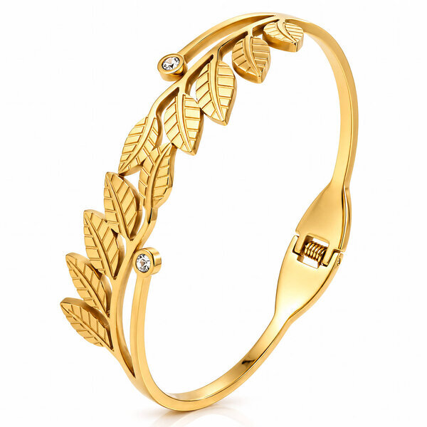 "Leaves" PVD Gold-Plated Stainless Steel Bracelet - Intensity
