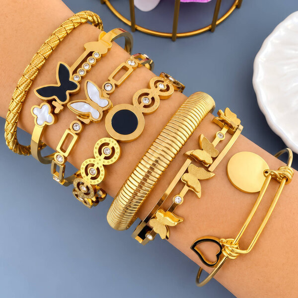 "Butterflies" PVD Gold-Plated Steel Bracelet - Intensity