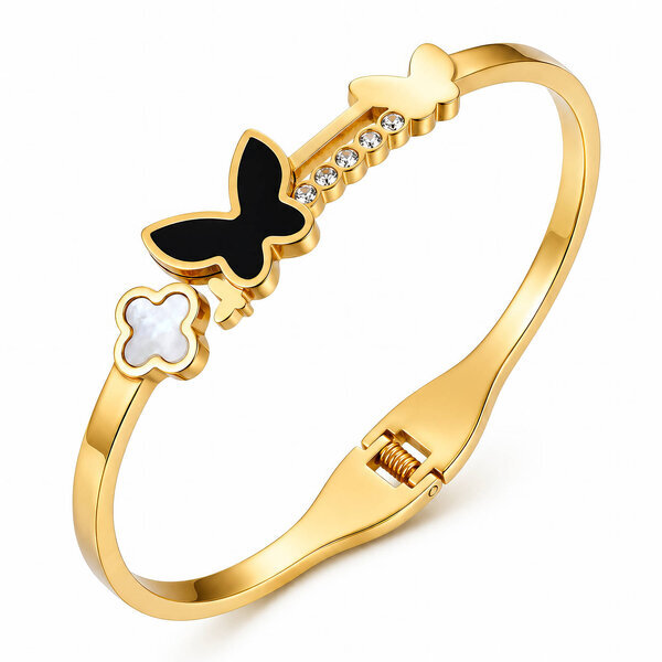"Butterflies" PVD Gold-Plated Stainless Steel Bracelet - Intensity