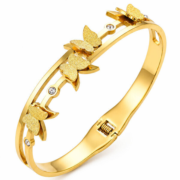 "Butterflies" PVD Gold-Plated Stainless Steel Bracelet - Intensity