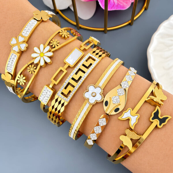 "Butterflies" PVD Gold-Plated Steel Bracelet - Intensity