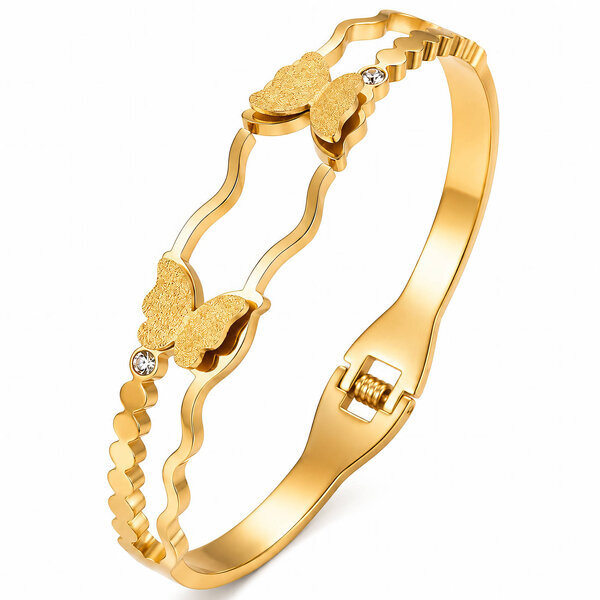 "Butterflies" PVD Gold-Plated Stainless Steel Bracelet - Intensity