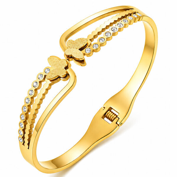 "Butterflies" PVD Gold-Plated Stainless Steel Bracelet - Intensity