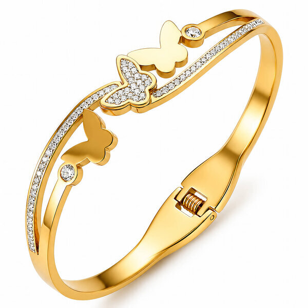 "Butterflies" PVD Gold-Plated Stainless Steel Bracelet - Intensity