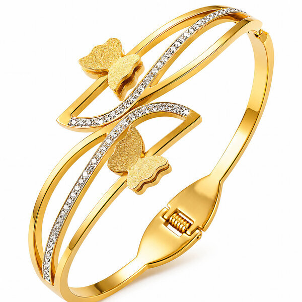 "Butterflies" PVD Gold-Plated Stainless Steel Bracelet - Intensity