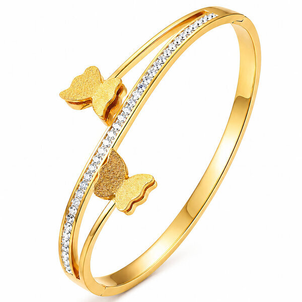 "Butterflies" PVD Gold-Plated Stainless Steel Bracelet - Intensity