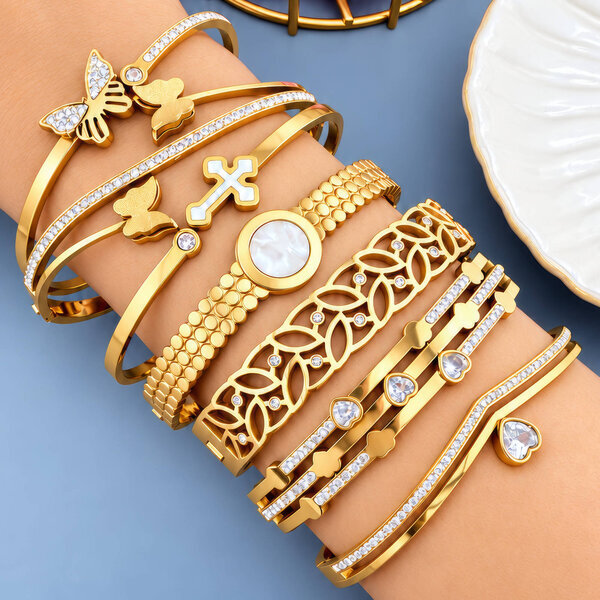 "Butterfly" PVD Gold-Plated Steel Bracelet - Intensity