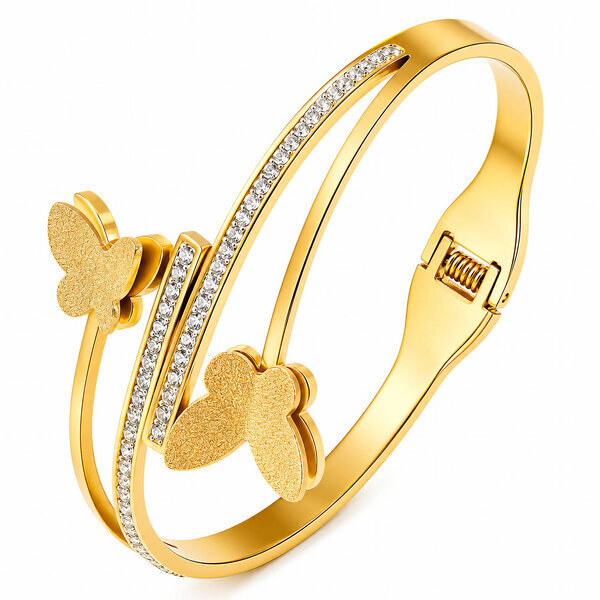 "Butterflies" PVD Gold-Plated Stainless Steel Bracelet - Intensity