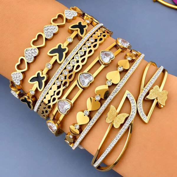 "Butterflies" PVD Gold-Plated Steel Bracelet - Intensity