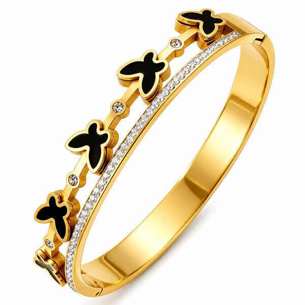 "Butterflies" PVD Gold-Plated Stainless Steel Bracelet - Intensity