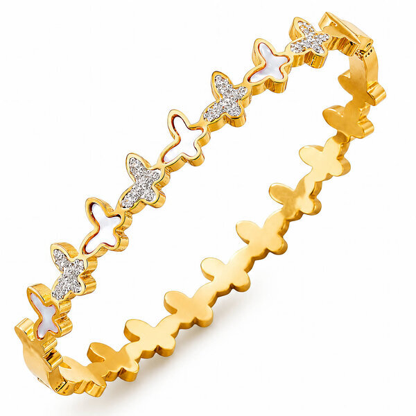 "Butterflies" PVD Gold-Plated Stainless Steel Bracelet - Intensity