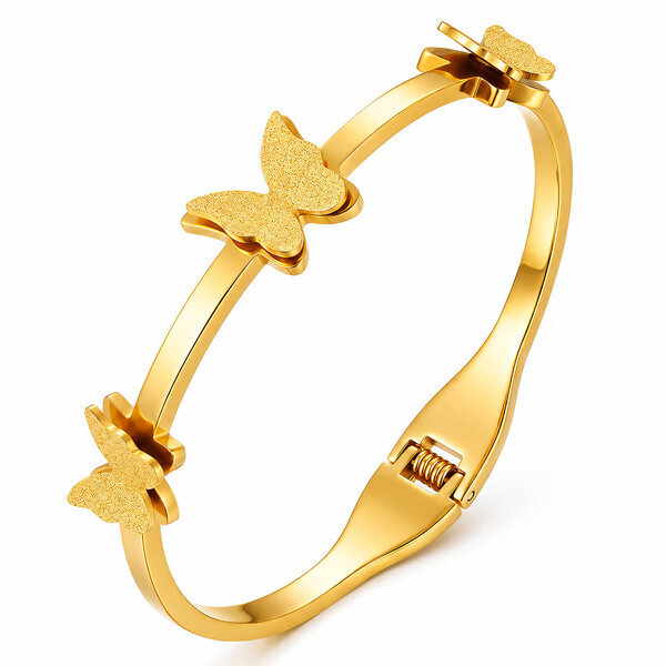 "Butterflies" PVD Gold-Plated Stainless Steel Bracelet - Intensity