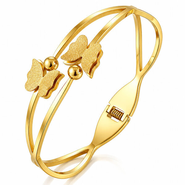 "Butterflies" PVD Gold-Plated Stainless Steel Bracelet - Intensity