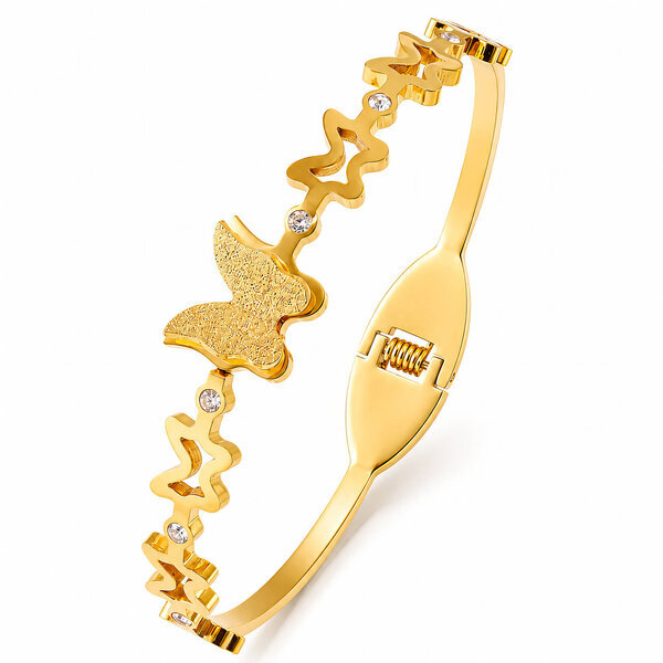 "Butterflies" PVD Gold-Plated Stainless Steel Bracelet - Intensity