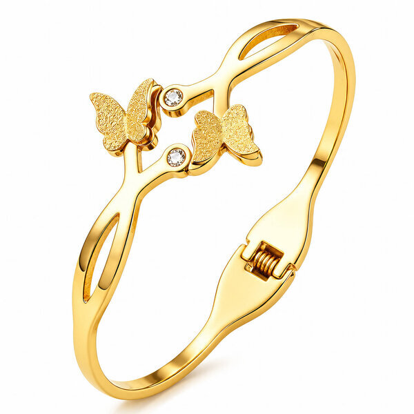 "Butterflies" PVD Gold-Plated Stainless Steel Bracelet - Intensity