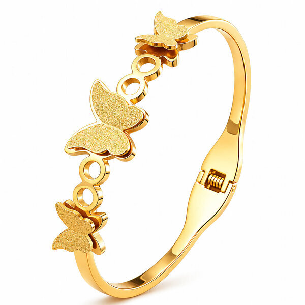 "Butterflies" PVD Gold-Plated Stainless Steel Bracelet - Intensity