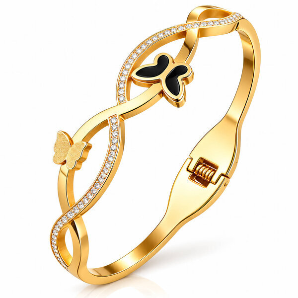 "Butterflies" PVD Gold-Plated Stainless Steel Bracelet - Intensity