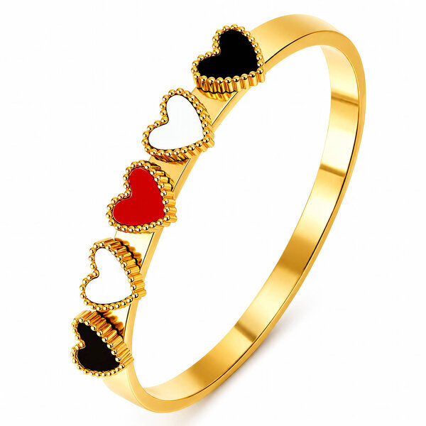 "Hearts" PVD Gold-Plated Stainless Steel Bracelet - Intensity
