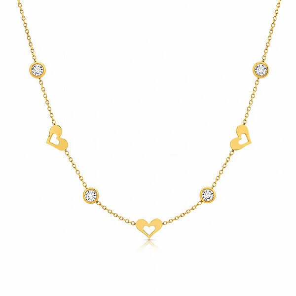 "Hearts" PVD Gold-Plated Stainless Steel Necklace - Intensity